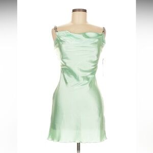 Jump Green Cowl Neck Ruched Slip Dress Cocktail